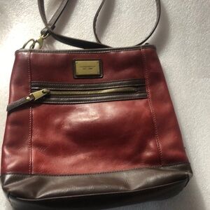 Tignanello Red & Brown Leather Shoulder Bag - image 1